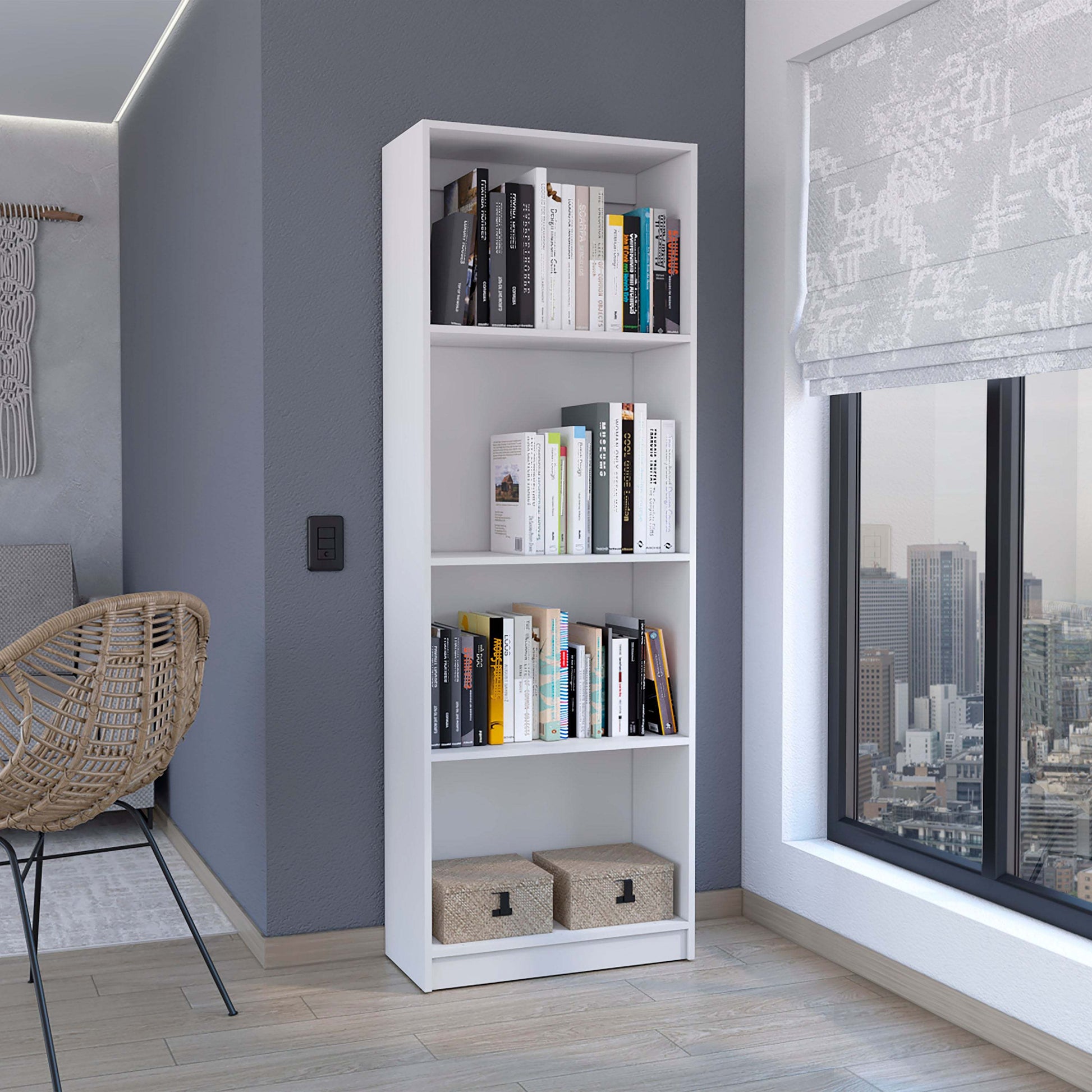 Home Bookcase with 4-Shelf Modern Display Unit for Books and Decor -White -Office-UH Decor-Default-Urbanheer
