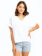 Honora Gauze V-Neck Top