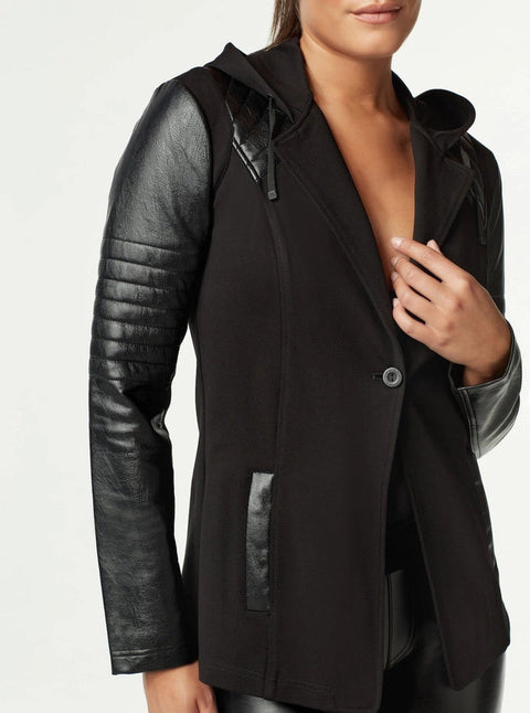 Hooded Blazer - Black-Blazer-Blanc Noir-XS-Black-Urbanheer