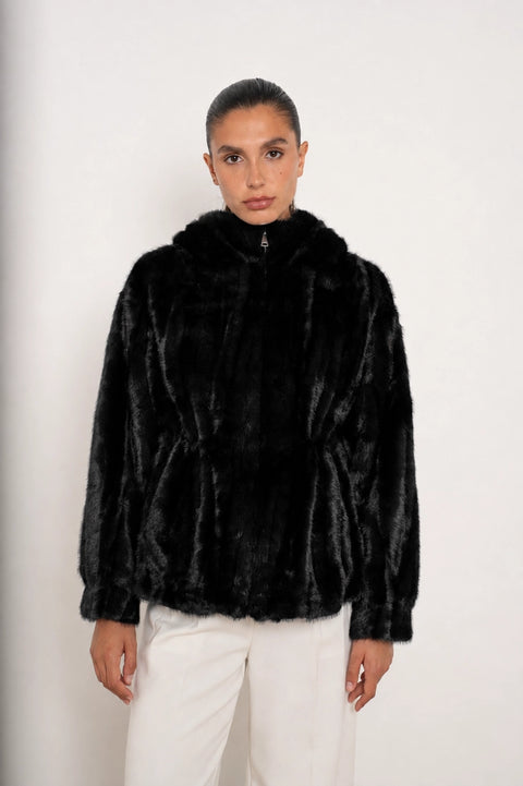 Hooded Faux Fur Jacket