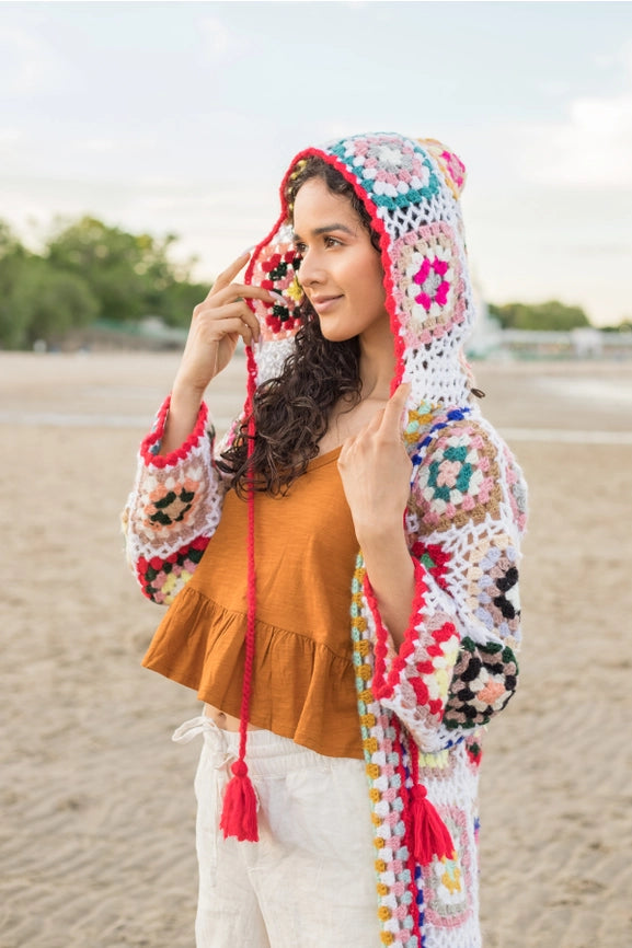 Hooded Granny Crochet Kimono White-Kimono-SAACHI-White-Urbanheer