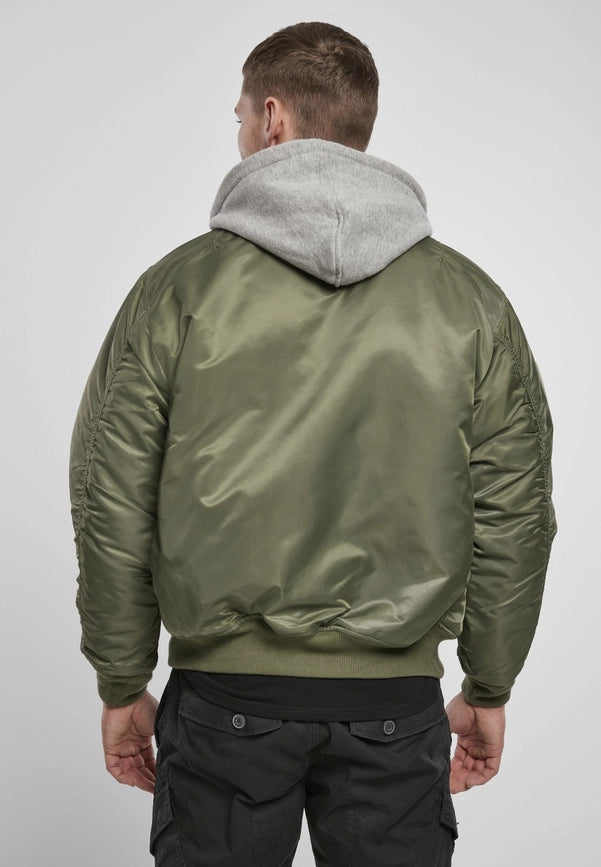 Hooded MA1 Bomber Jacket Olive/Grey-Jackets-Norvine-S-Urbanheer