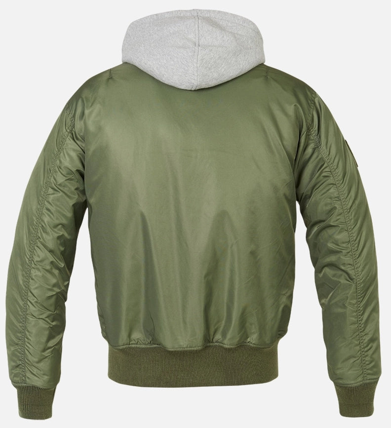 Hooded MA1 Bomber Jacket Olive/Grey-Jackets-Norvine-S-Urbanheer