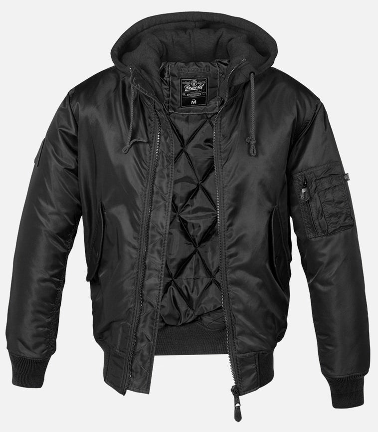 Hooded MA1 Bomber Jacket black-Jackets-Norvine-S-Urbanheer