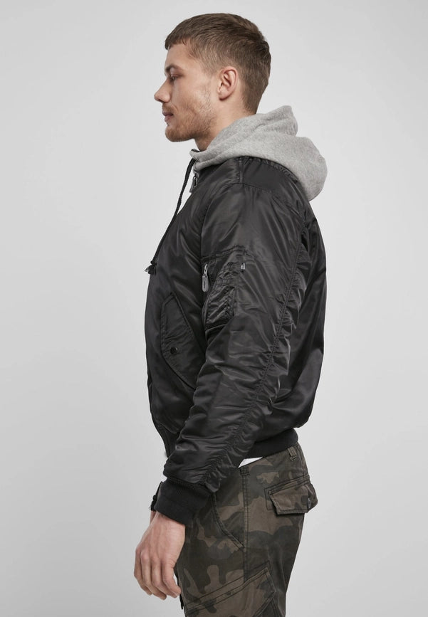 Hooded MA1 Bomber Jacket black/grey-Jackets-Norvine-S-Urbanheer