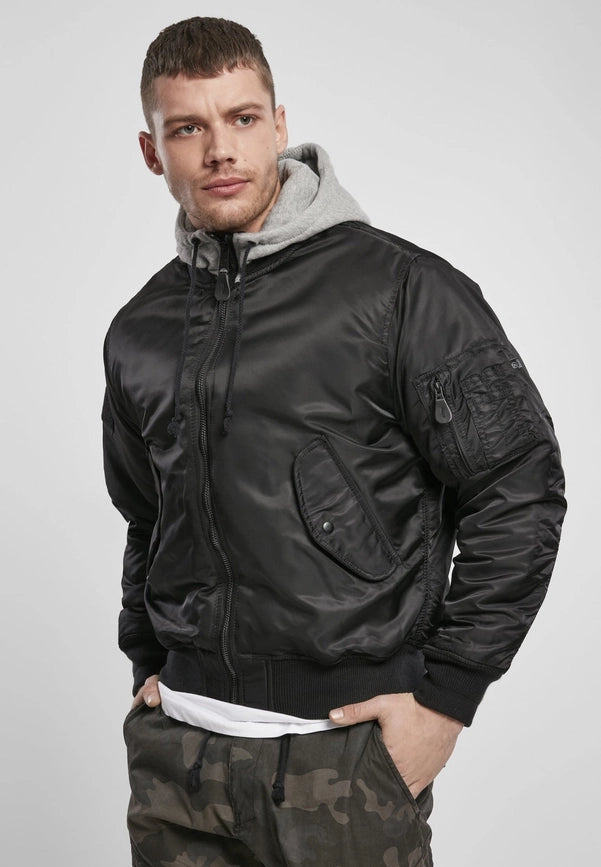 Hooded MA1 Bomber Jacket black/grey-Jackets-Norvine-S-Urbanheer