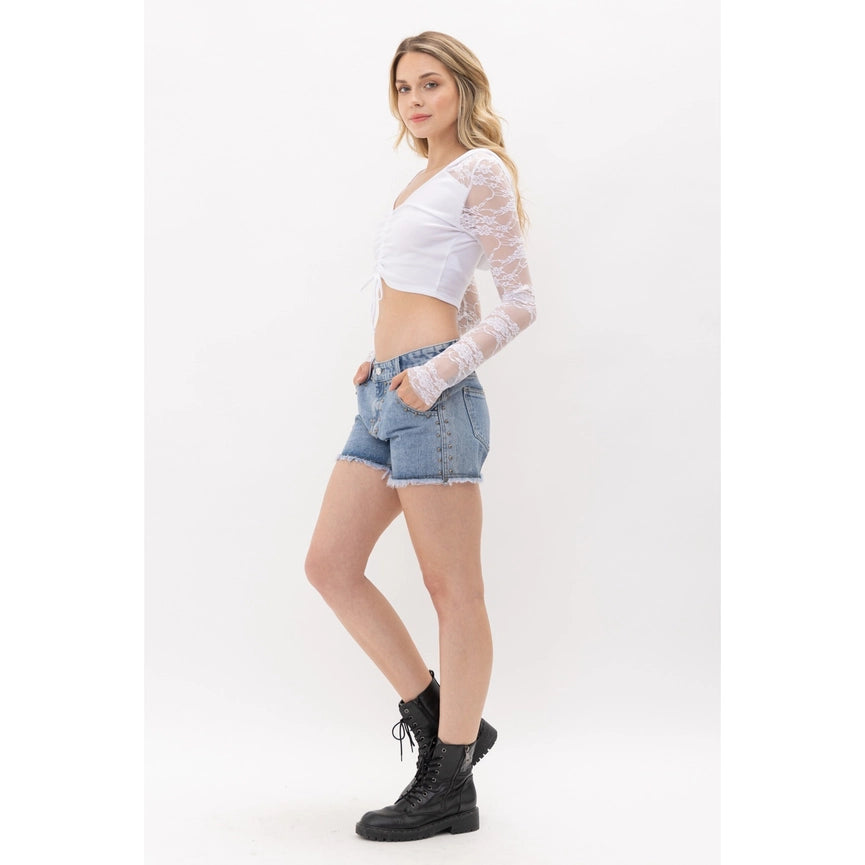 Hoodie Long Sleeve Top with All Over Stones OFF WHITE-Hoodie-VOCAL-S-OFF WHITE-Urbanheer