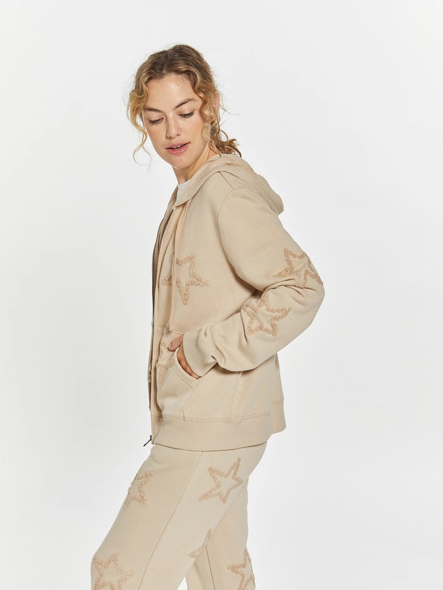 Hoodie with Embroidered Stars - Millie Hoodie BEIGE-Hoodie-Weekend Los Angeles-XS-BEIGE-Urbanheer