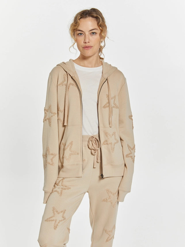 Hoodie with Embroidered Stars - Millie Hoodie BEIGE-Hoodie-Weekend Los Angeles-XS-BEIGE-Urbanheer