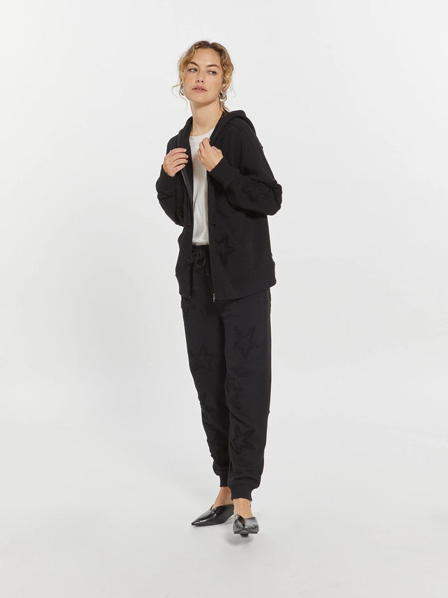 Hoodie with Embroidered Stars - Millie Hoodie BLACK-Hoodie-Weekend Los Angeles-XS-BLACK-Urbanheer