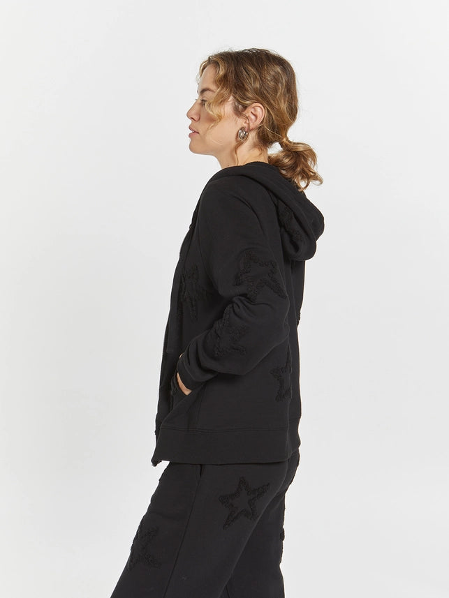 Hoodie with Embroidered Stars - Millie Hoodie BLACK-Hoodie-Weekend Los Angeles-XS-BLACK-Urbanheer