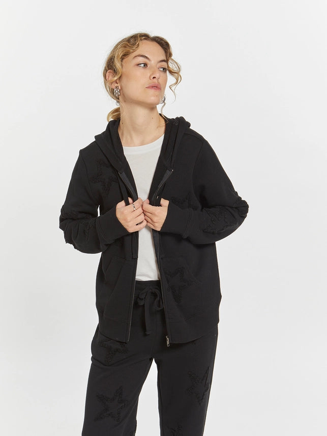 Hoodie with Embroidered Stars - Millie Hoodie BLACK-Hoodie-Weekend Los Angeles-XS-BLACK-Urbanheer