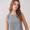 Houndstooth Pattern Covered Button Trim Top