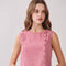Houndstooth Pattern Covered Button Trim Top