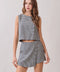Houndstooth Wrap Front Design Mini Skort