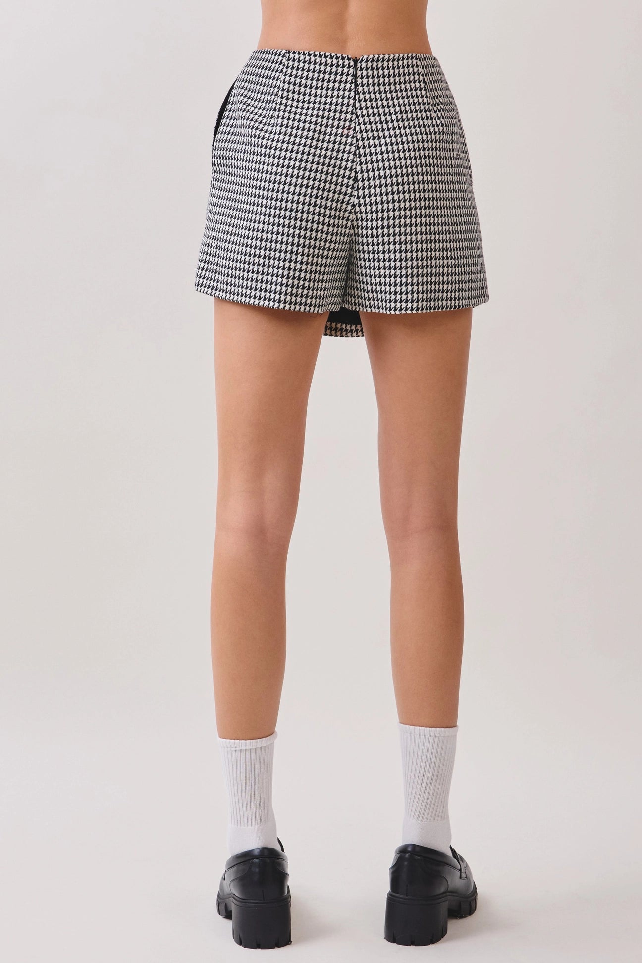 Houndstooth Wrap Front Design Mini Skort
