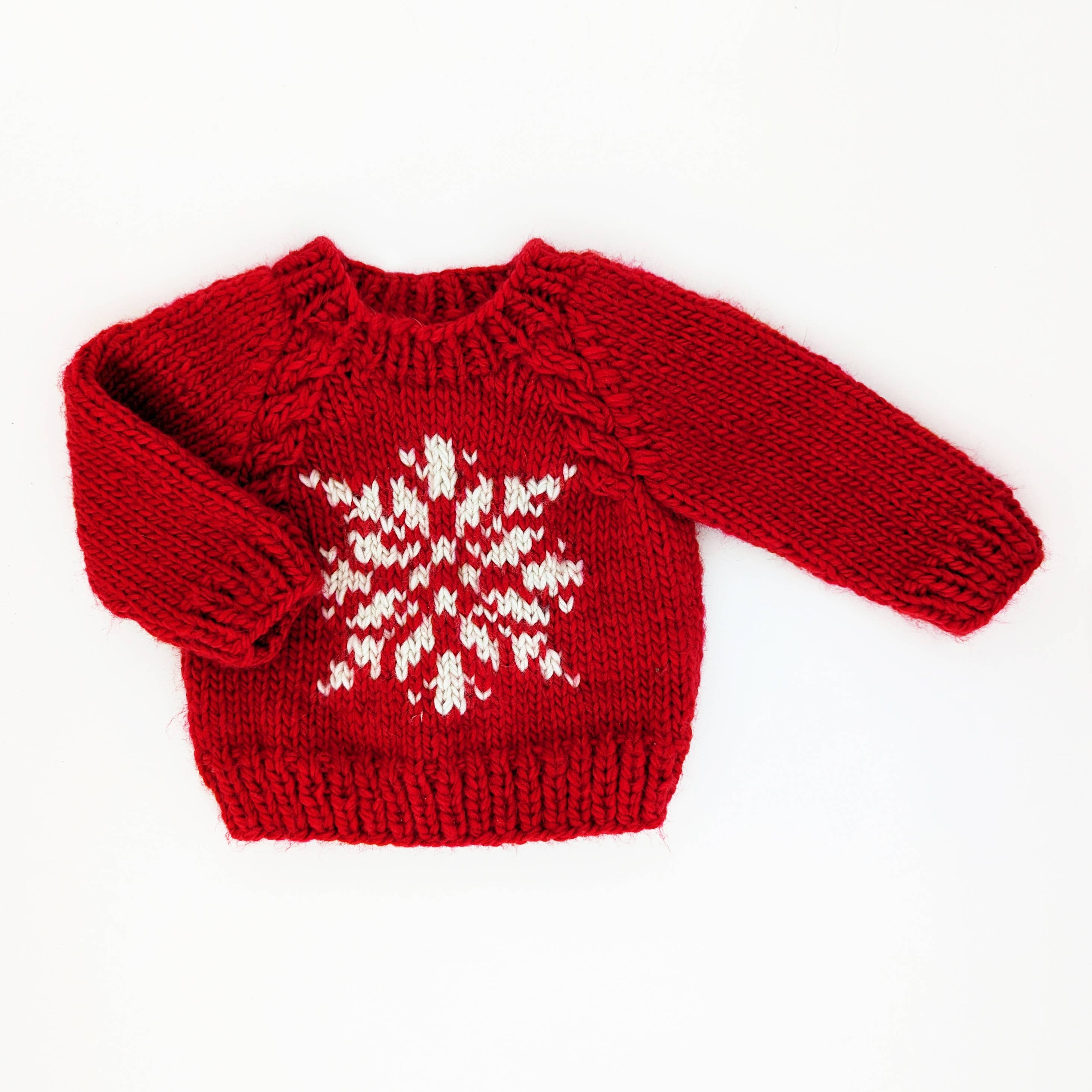 Huggalugs - Snowflake Red Crew Neck Sweater for Baby & Toddler: 12-18 months