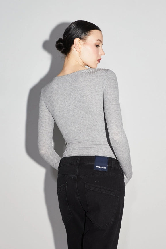 Hugo Grey Long Sleeve Tshirt-T-Shirts-IMPREVU-XS-Urbanheer