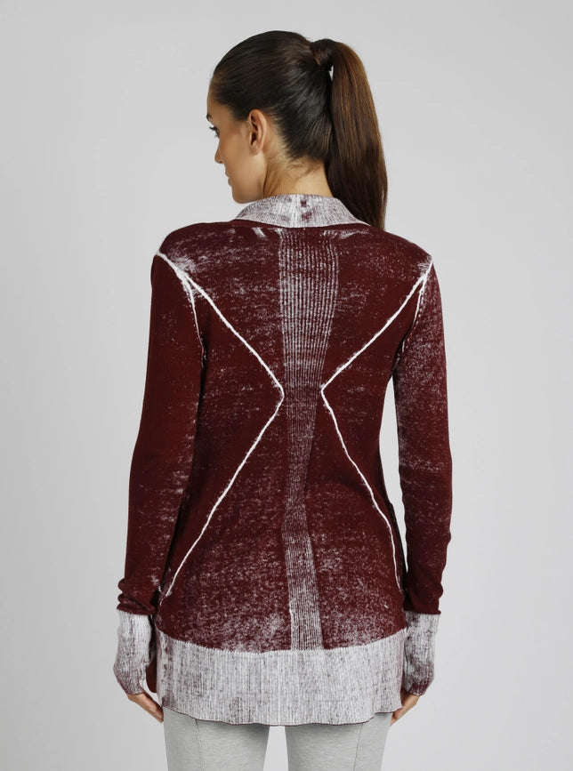 Huntress Drape Front Cardigan Oxblood Red-Cardigan-Blanc Noir-XS-Oxblood Red-Urbanheer