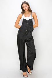 Hyfve Half Button Sleeveless Straight Jumpsuit-HYFVE-Black-S-Urbanheer