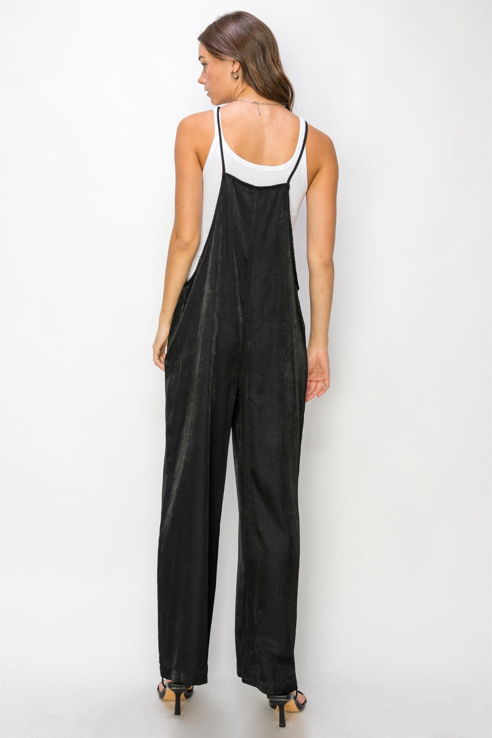 Hyfve Half Button Sleeveless Straight Jumpsuit-HYFVE-Black-S-Urbanheer