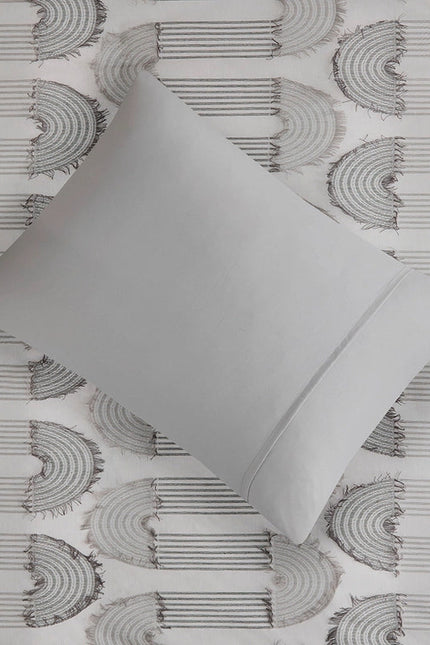Hypoallergenic Clip Jacquard Comforter/Duvet Cover Set, Grey