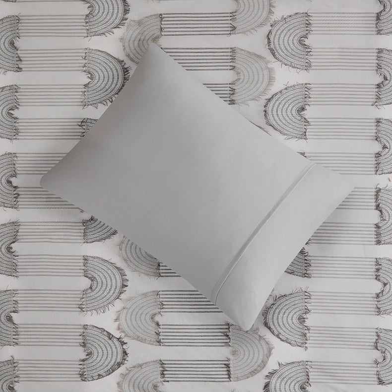 Hypoallergenic Clip Jacquard Comforter/Duvet Cover Set, Grey-Comforter/Duvet-Olliix-Full/Queen-Urbanheer