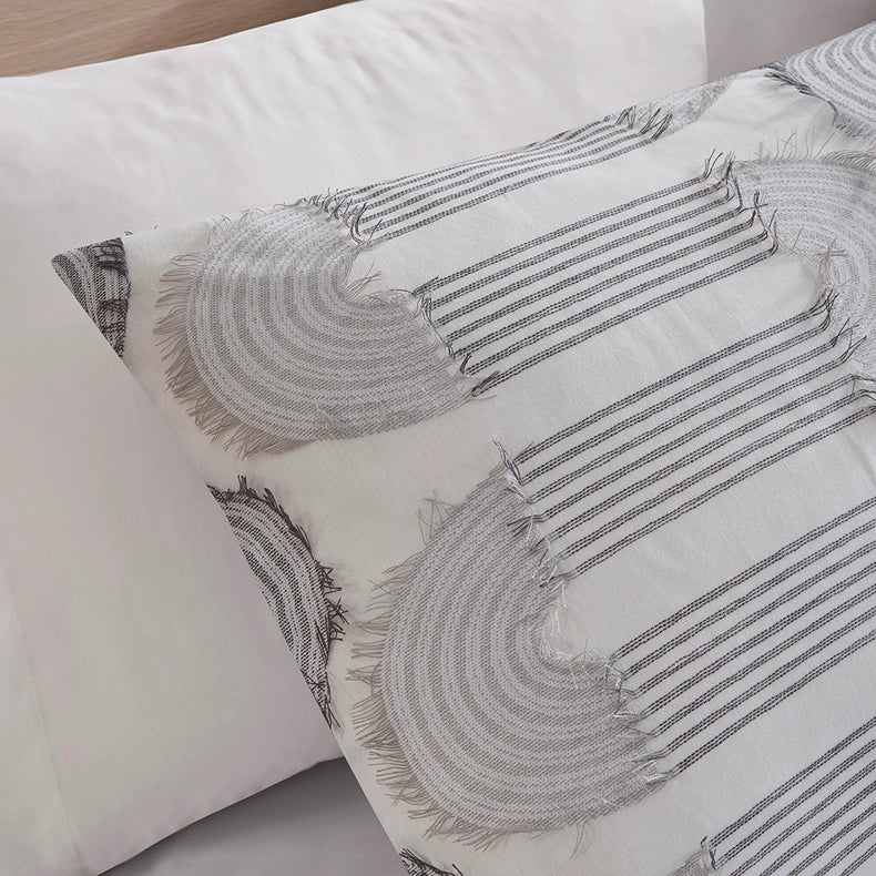 Hypoallergenic Clip Jacquard Comforter/Duvet Cover Set, Grey-Comforter/Duvet-Olliix-Full/Queen-Urbanheer