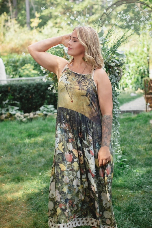 I Dream In Flowers Bohéme Slip Dress With Bees-Dress-Market of Stars-S/M-Urbanheer