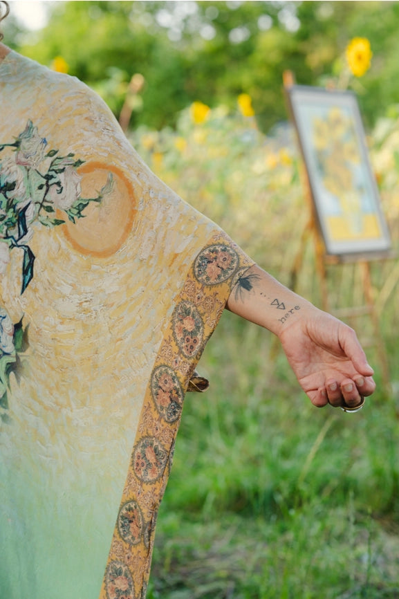 I Paint My Dream Bohemian Van Gogh Goddess Kimono-Kimono-Market of Stars-length 92cm width 110cm-Urbanheer