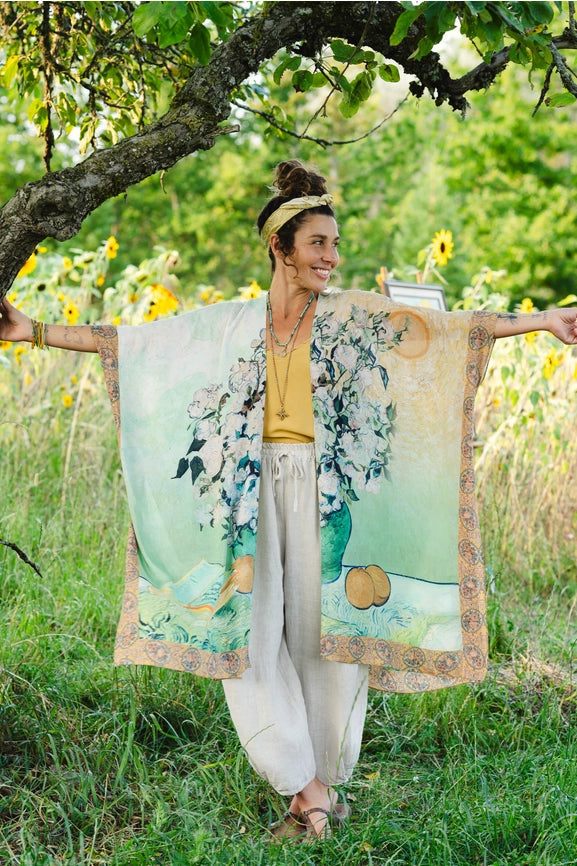 I Paint My Dream Bohemian Van Gogh Goddess Kimono-Kimono-Market of Stars-length 92cm width 110cm-Urbanheer