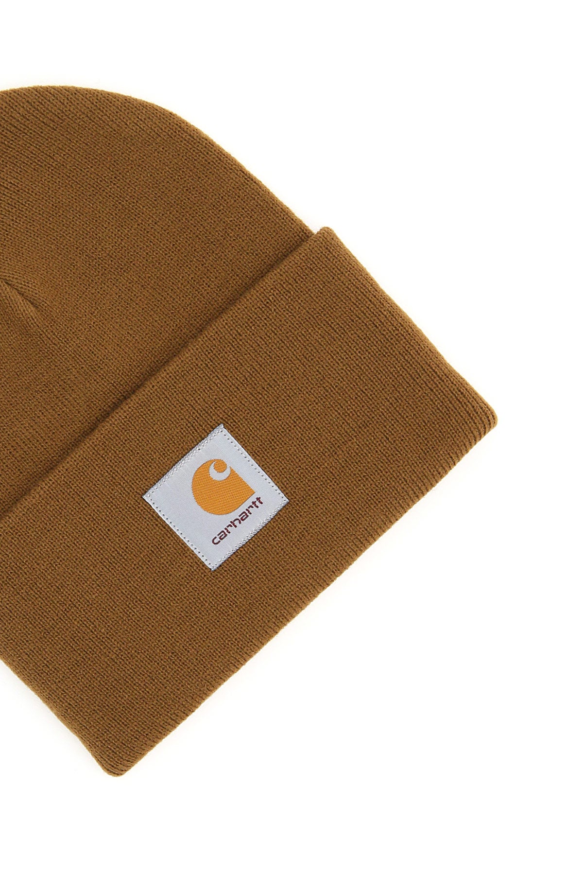 Brown Carhartt Wip Beanie Hat With Logo Patch-Carhartt Wip-Brown-os-Urbanheer