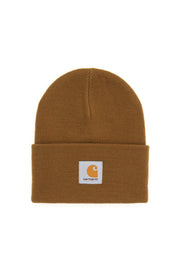 Brown Carhartt Wip Beanie Hat With Logo Patch-Carhartt Wip-Brown-os-Urbanheer