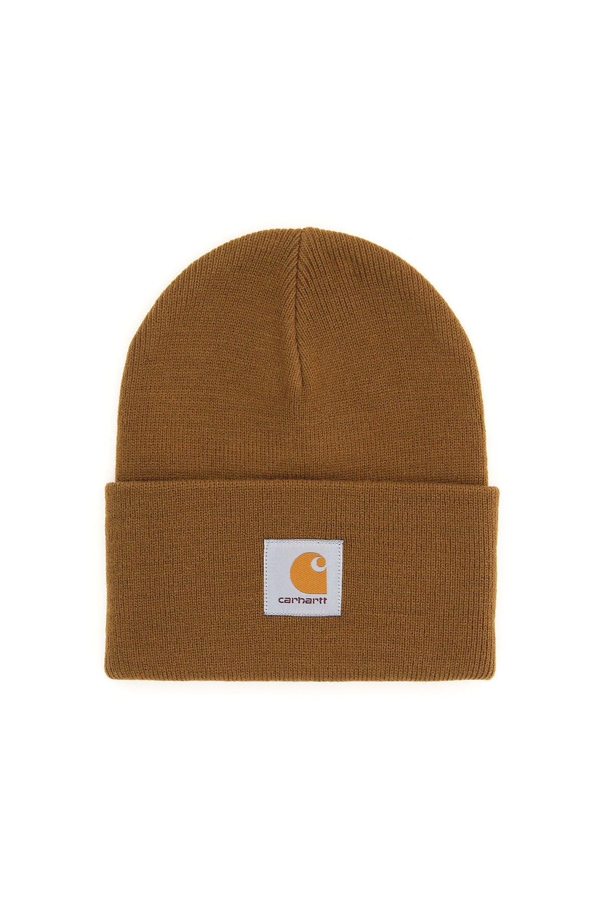 Brown Carhartt Wip Beanie Hat With Logo Patch-Carhartt Wip-Brown-os-Urbanheer