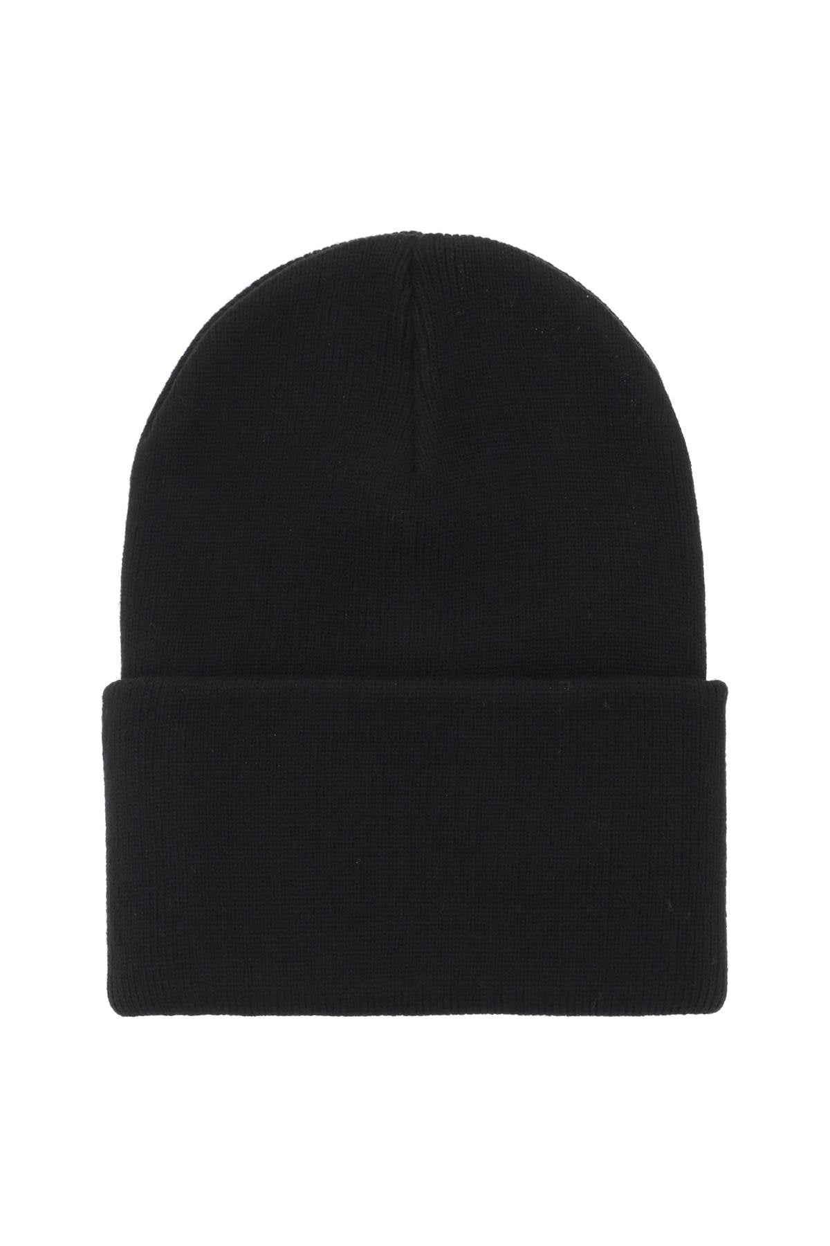 Black Carhartt Wip Beanie Hat With Logo Patch-Carhartt Wip-Black-os-Urbanheer