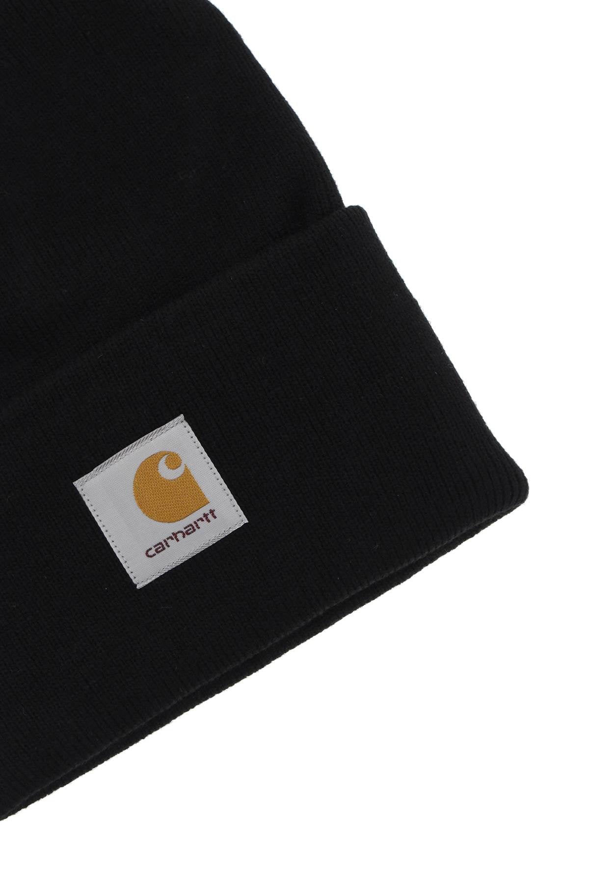 Black Carhartt Wip Beanie Hat With Logo Patch-Carhartt Wip-Black-os-Urbanheer