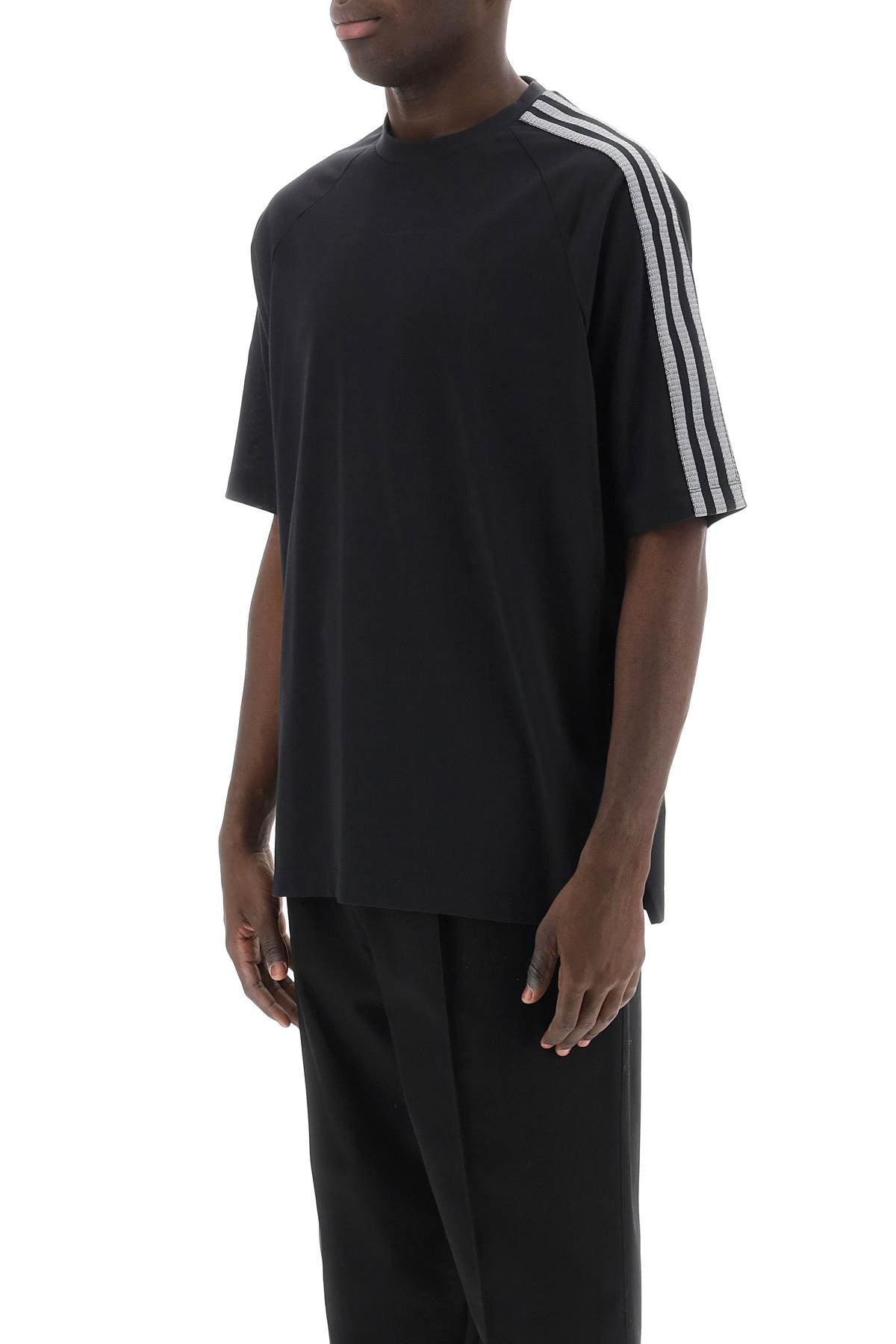 Black Y -3 3-Stripes Crew-Neck T-Shirt-Y-3-Black-S-Urbanheer