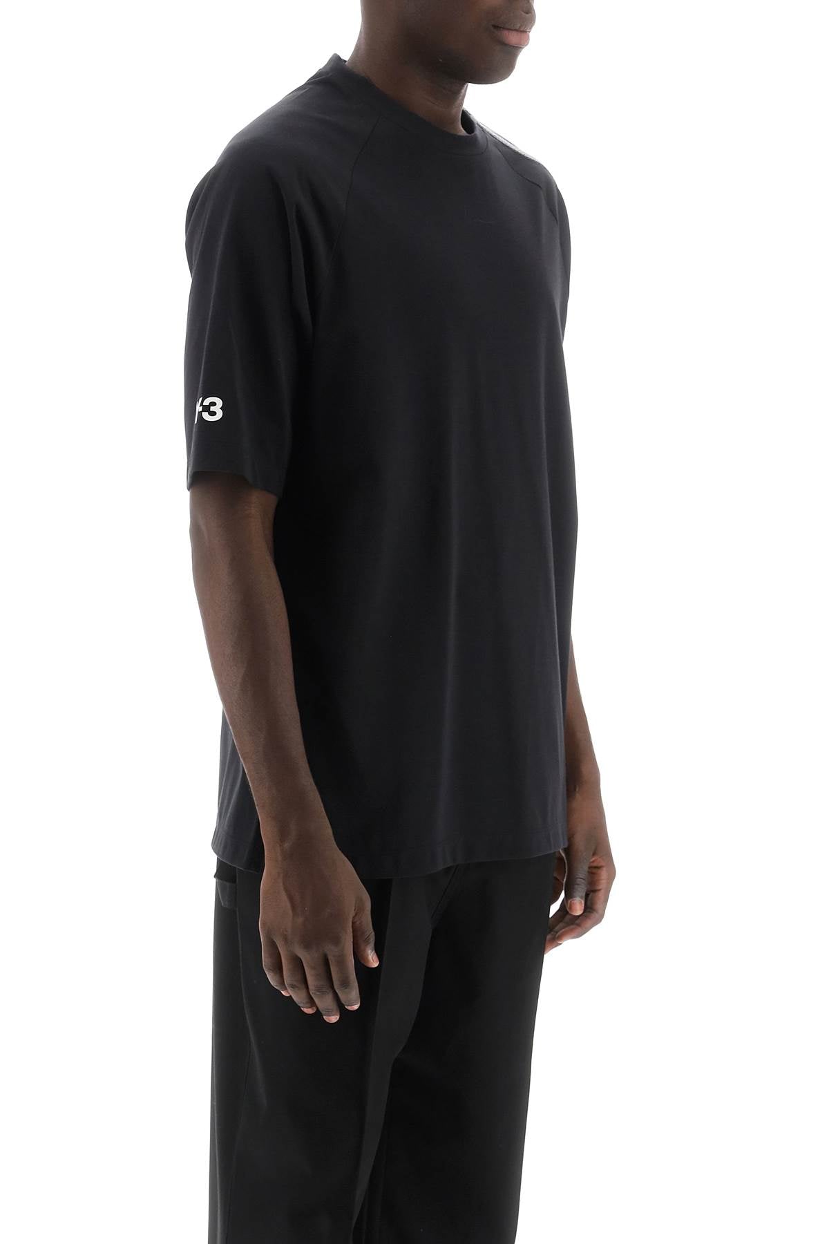 Black Y -3 3-Stripes Crew-Neck T-Shirt-Y-3-Black-S-Urbanheer