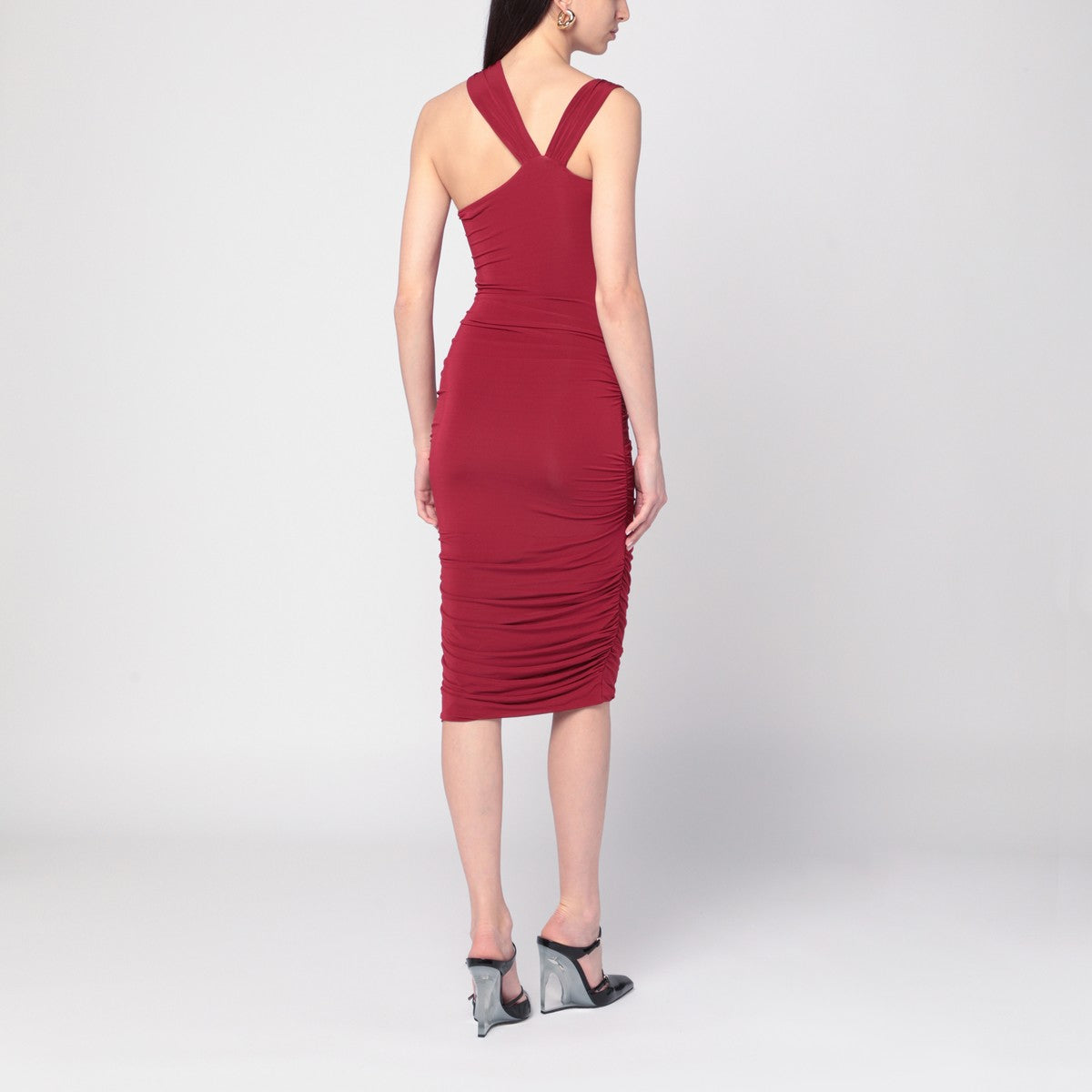 ISABEL MARANT One-shoulder Ethel dress in light burgundy