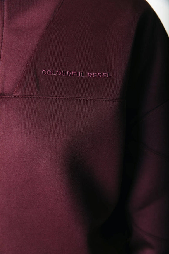 Ilena Zipped Sweat | Port Red-Sweatshirt-Colourful Rebel-XXS-Port Red-Urbanheer