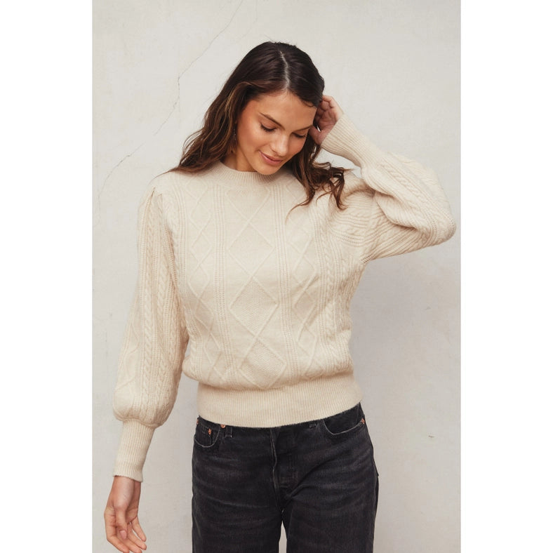 In A Bubble Cable Knit Sweater CREAM-Sweater-Dress Forum-S-Urbanheer
