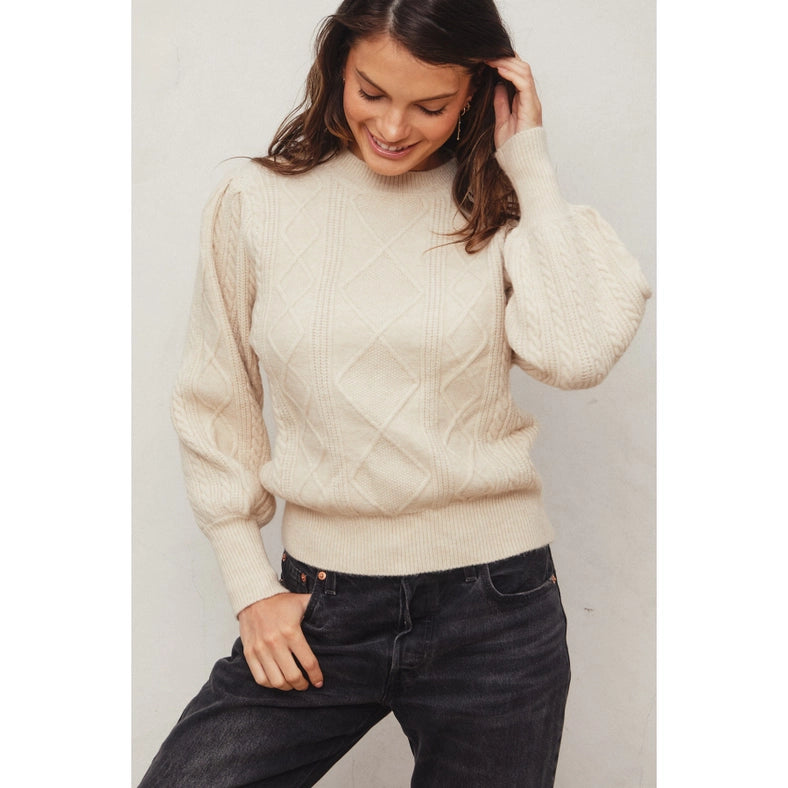 In A Bubble Cable Knit Sweater CREAM from Dress Forum exclusive at –  Urbanheer