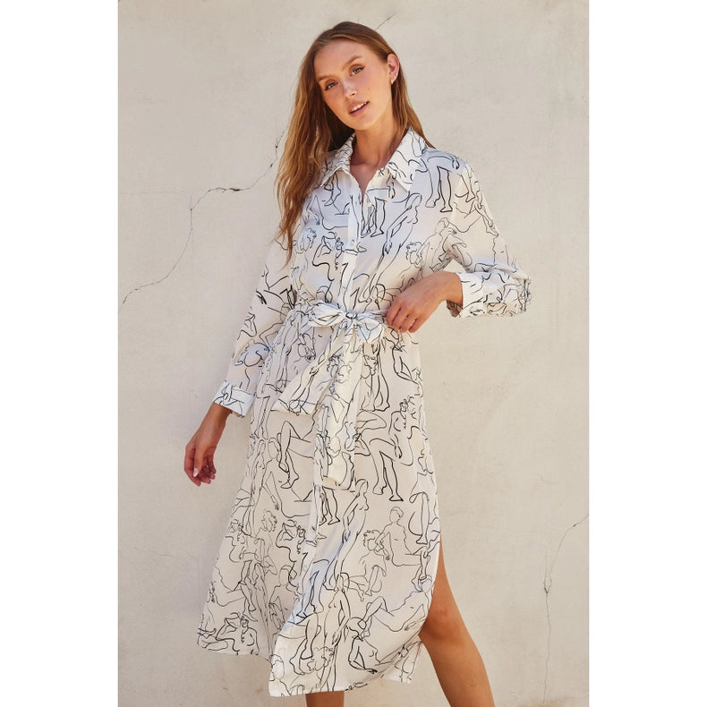 In A Mood Satin Shirt Dress-Dress-Dress Forum-S-IVORY/BLACK-Urbanheer