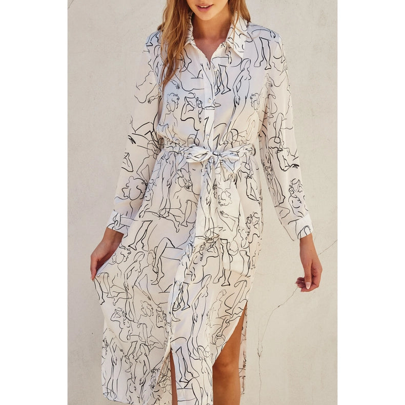 In A Mood Satin Shirt Dress-Dress-Dress Forum-S-IVORY/BLACK-Urbanheer