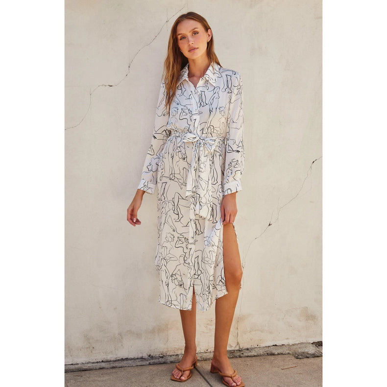 In A Mood Satin Shirt Dress-Dress-Dress Forum-S-IVORY/BLACK-Urbanheer