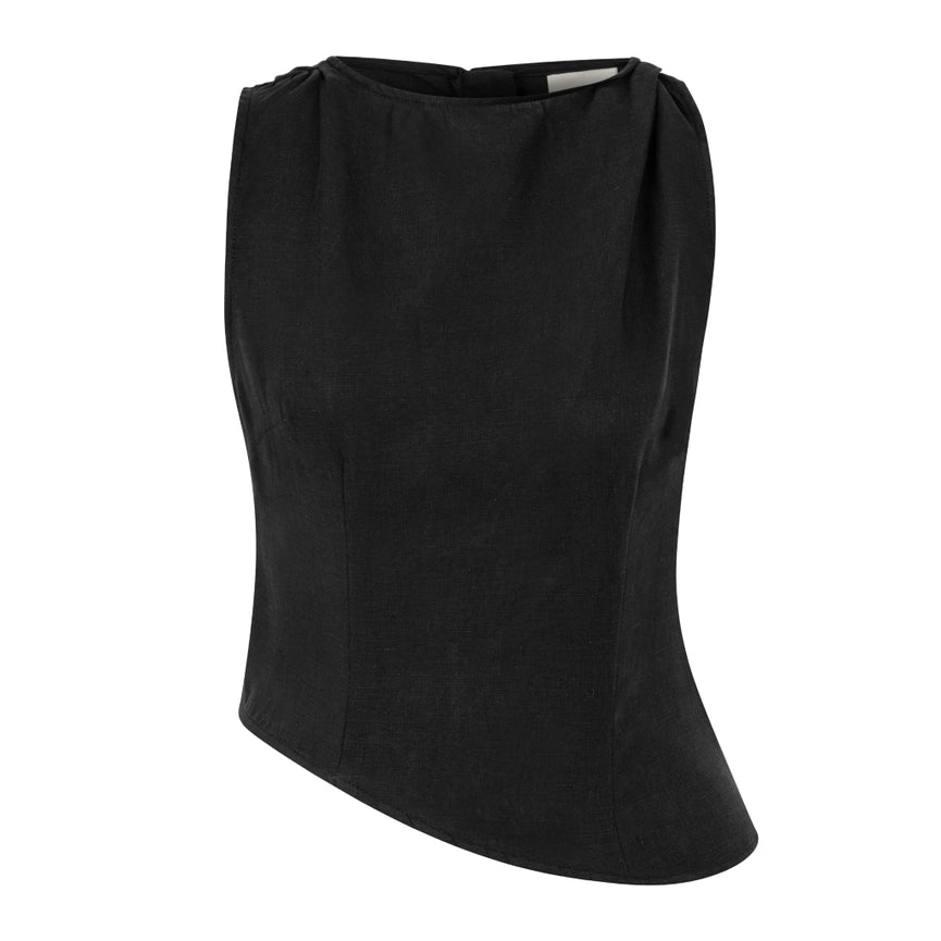 In Retrospect Linen Blouse-Blouse-Dor Raw Luxury-S-Black-Urbanheer