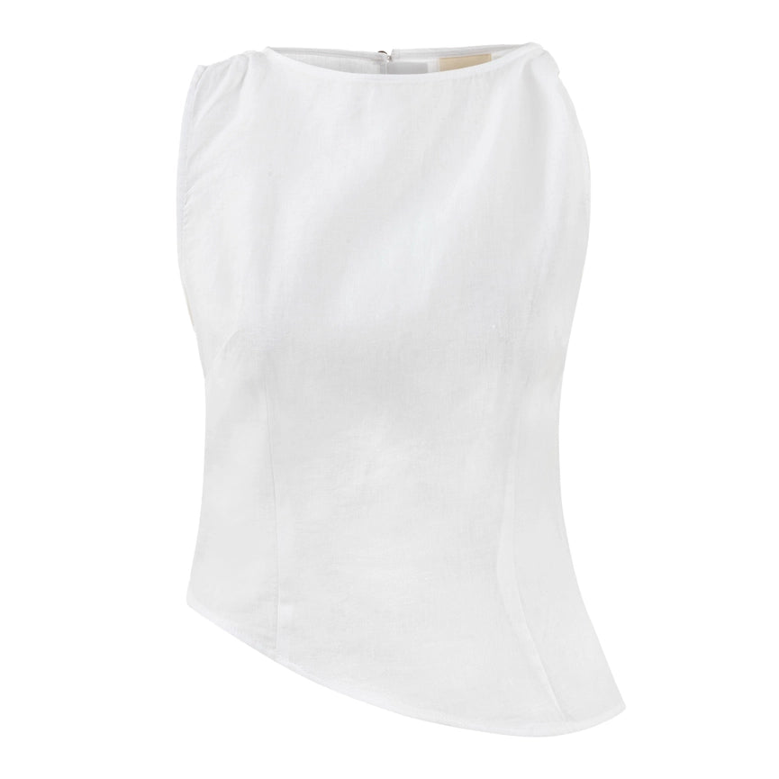 In Retrospect Linen Blouse-Blouse-Dor Raw Luxury-S-White-Urbanheer