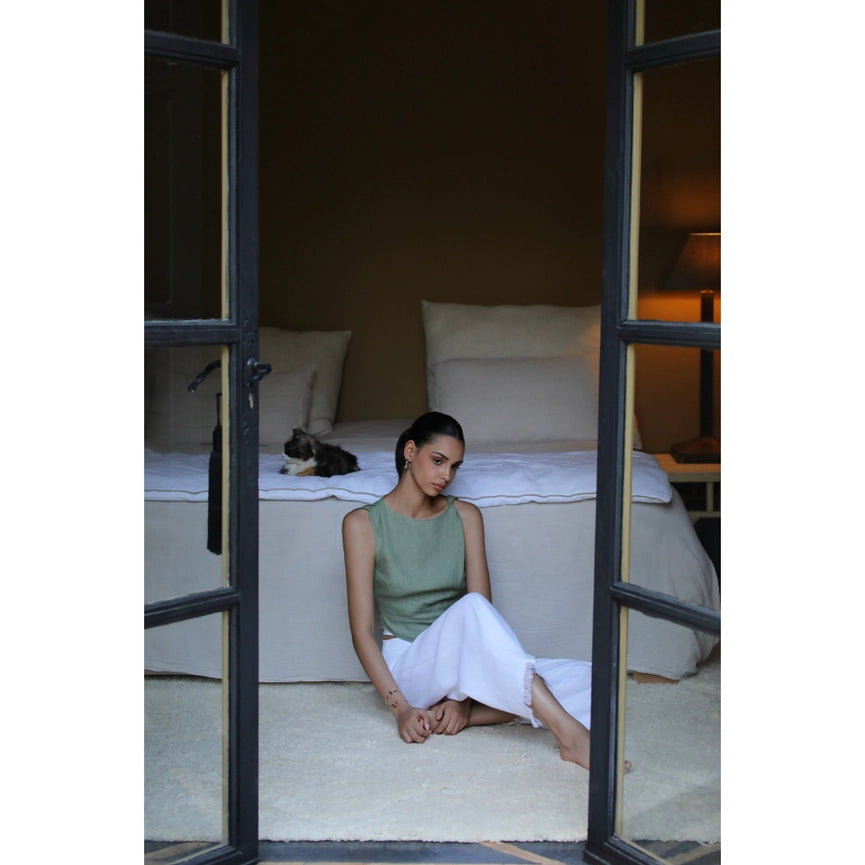 In Retrospect Linen Blouse-Blouse-Dor Raw Luxury-S-White-Urbanheer