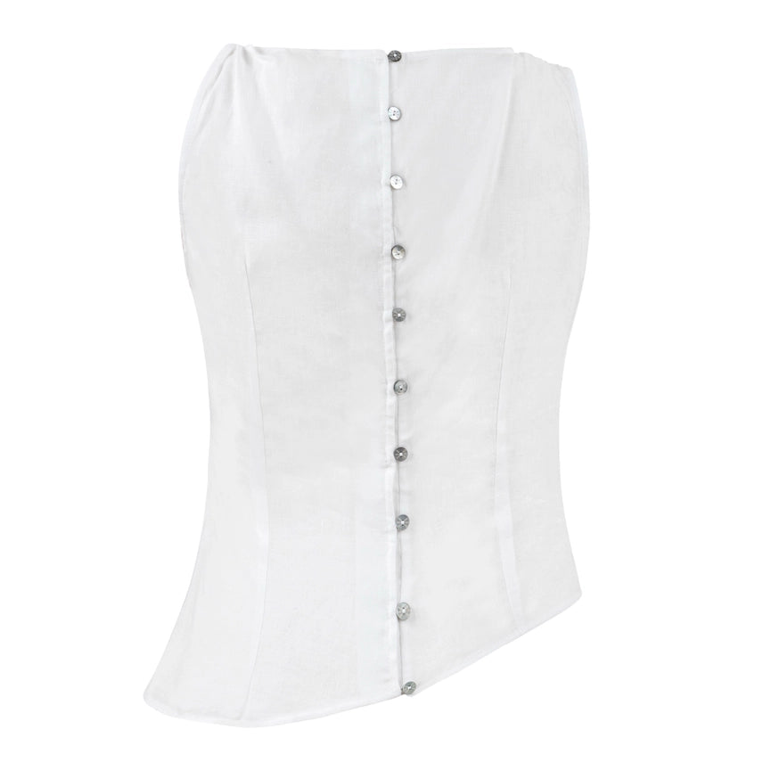 In Retrospect Linen Blouse-Blouse-Dor Raw Luxury-S-White-Urbanheer