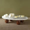 India Handicrafts Inc - White Marble Cake Stand w/ Wood Feet